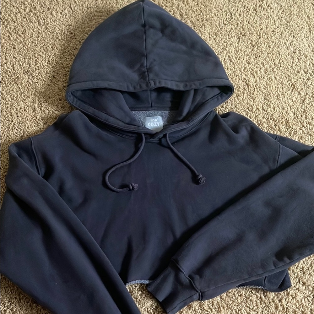 Aritzia cozy fleece boyfriend cropped hoodie